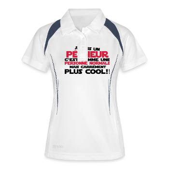 un pecheur - Polo respirant Femme - blanc/marine - Devant