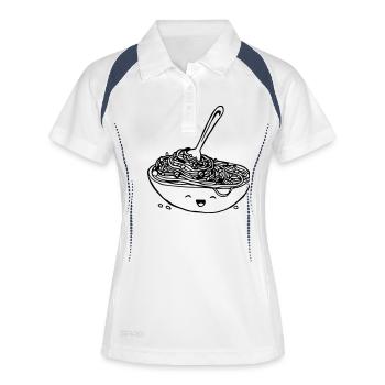 Nudelteller mit smily - Frauen Polo atmungsaktiv - Weiß/Navy - Vorne