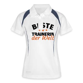 Trainerin Geschenk - Frauen Polo atmungsaktiv - Weiß/Navy - Vorne