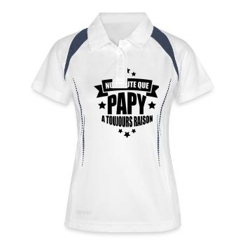 nul doute que papy a toujours raison - Polo respirant Femme - blanc/marine - Devant