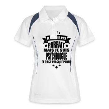 je ne suis pas parfait mais je suis psychologue - Polo respirant Femme - blanc/marine - Devant