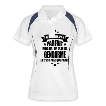 je ne suis pas parfait mais je suis gendarme - Polo respirant Femme - blanc/marine - Devant