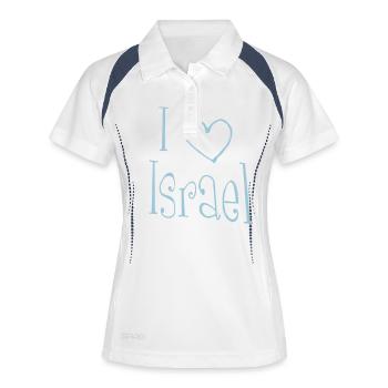 I love Israel - Frauen Polo atmungsaktiv - Weiß/Navy - Vorne