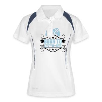 game nerd geek zocken gamer controller spielen spi - Frauen Polo atmungsaktiv - Weiß/Navy - Vorne