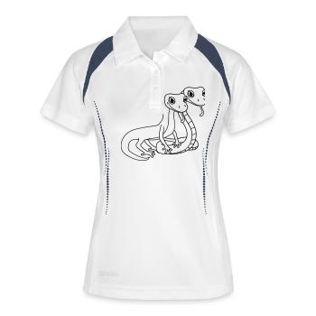 couple en équipe 2 amis couples amour visage serpent - Polo respirant Femme - blanc/marine - Devant