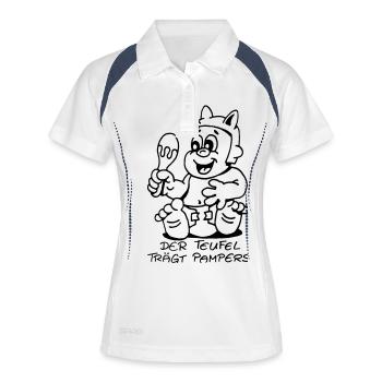 Der Teufel trägt Pampers Junge - Frauen Polo atmungsaktiv - Weiß/Navy - Vorne