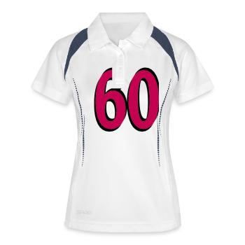 60 Anniversaire - Polo respirant Femme - blanc/marine - Devant