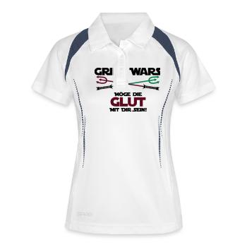 Grill Wars lueur trois couleurs - Polo respirant Femme - blanc/marine - Devant