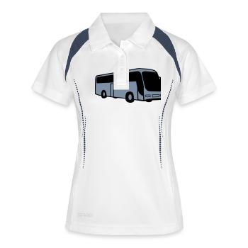 bus Busfahrer - Frauen Polo atmungsaktiv - Weiß/Navy - Vorne