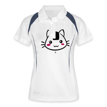 Onigiricat - chat onigiri - Frauen Polo atmungsaktiv - Weiß/Navy - Vorne