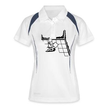 Fliesenleger - Frauen Polo atmungsaktiv - Weiß/Navy - Vorne