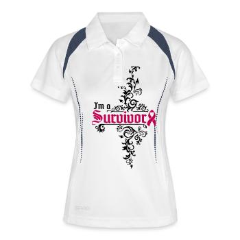 I'm a cancer survivor - Frauen Polo atmungsaktiv - Weiß/Navy - Vorne
