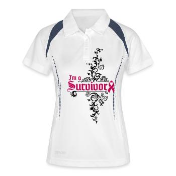 I'm a cancer survivor - Frauen Polo atmungsaktiv - Weiß/Navy - Vorne
