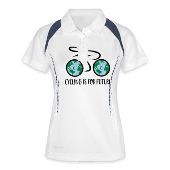 Fahrrad - Frauen Polo atmungsaktiv - Weiß/Navy - Vorne