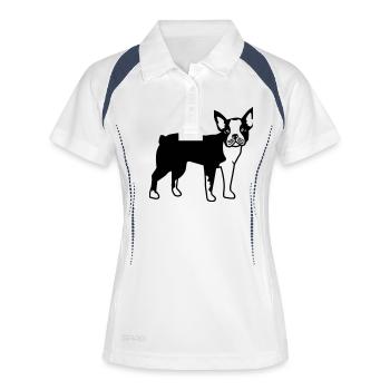 Boston Terrier - Polo respirant Femme - blanc/marine - Devant