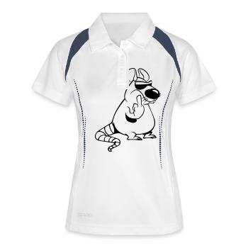 ratte stinkefinger witzig böse cool sonnenbrille - Frauen Polo atmungsaktiv - Weiß/Navy - Vorne