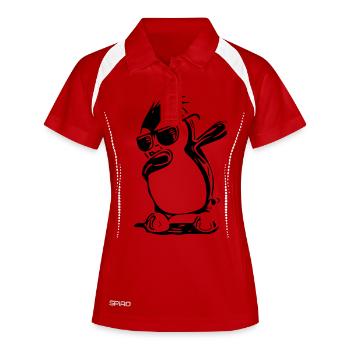 Cute Dabbing Penguin - Frauen Polo atmungsaktiv - Weiß/Navy - Vorne