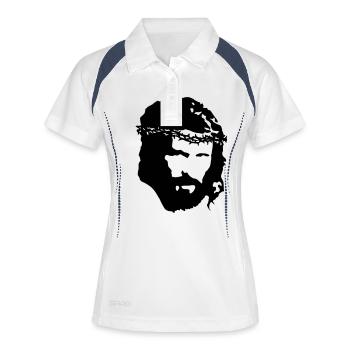 Jesus-Head - Frauen Polo atmungsaktiv - Weiß/Navy - Vorne