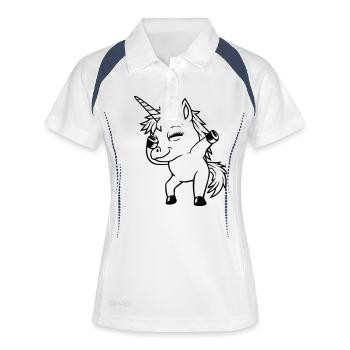 Cool Party Licorne Dabbing - Polo respirant Femme - blanc/marine - Devant