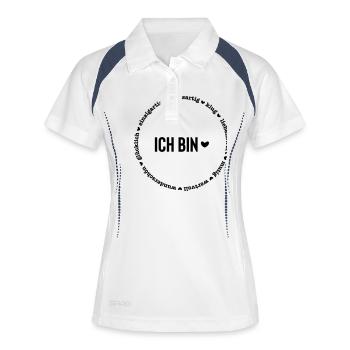 ich bin - Frauen Polo atmungsaktiv - Weiß/Navy - Vorne