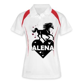 Alena Surname First name Pferdeherz - Women's Polo breathable - white/navy - Front