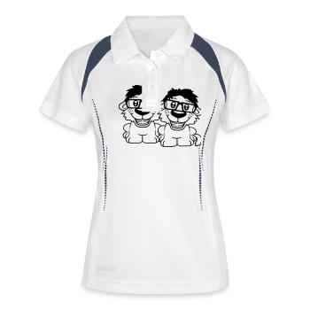 2 chiens nerds lunettes à monture de corne geeks bretelles intelligentes - Polo respirant Femme - blanc/marine - Devant