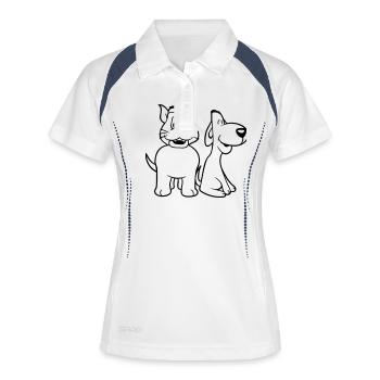 Chien Chat Deux Amis Équipe Chaton 2 Duo Équipage - Polo respirant Femme - blanc/marine - Devant