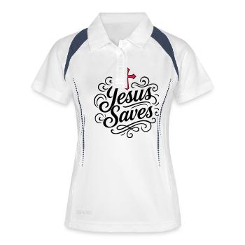 Jésus sauve - Polo respirant Femme - blanc/marine - Devant