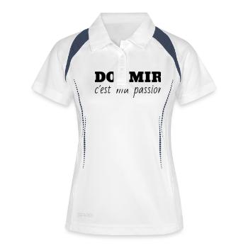 Schlaf / Schläfer / Müdigkeit / Rest - Frauen Polo atmungsaktiv - Weiß/Navy - Vorne