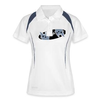 Logo des chats Text Meow - Polo respirant Femme - blanc/marine - Devant