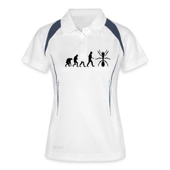 ameise evolution - Frauen Polo atmungsaktiv - Weiß/Navy - Vorne