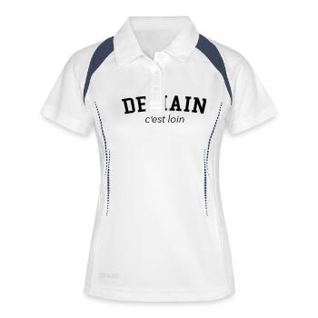 demain c'est loin - Polo respirant Femme - blanc/marine - Devant