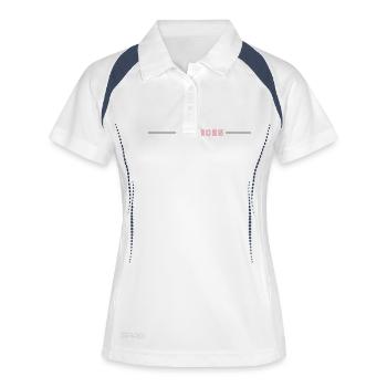 JGA 2025 Linie Junggesellenabschied - Frauen Polo atmungsaktiv - Weiß/Navy - Vorne