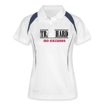 Train hard-no excuses - Women's Polo breathable - white/navy - Front