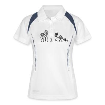 Vater Mutter Kinder - Frauen Polo atmungsaktiv - Weiß/Navy - Vorne