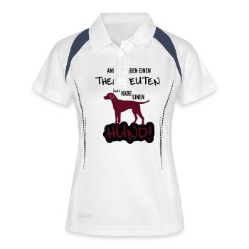 Therapie Hund - Frauen Polo atmungsaktiv - Weiß/Navy - Vorne