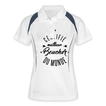 meilleur boucher du monde - Polo respirant Femme - blanc/marine - Devant