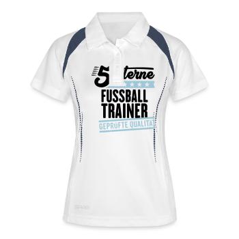 5Sterne Fussballtrainer - Frauen Polo atmungsaktiv - Weiß/Navy - Vorne