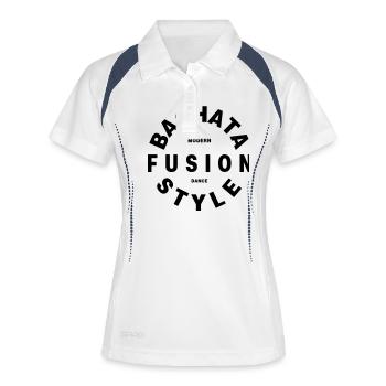 Bachata Fusion Style - Bachata Dance Shirt - Frauen Polo atmungsaktiv - Weiß/Navy - Vorne