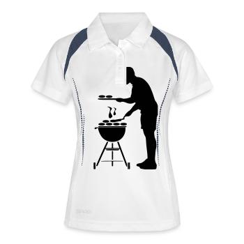 Griller silhouette - Polo respirant Femme - blanc/marine - Devant