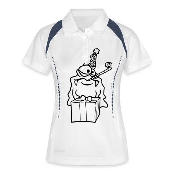 geburtstag alleine einsam traurig geschenke feiern - Frauen Polo atmungsaktiv - Weiß/Navy - Vorne