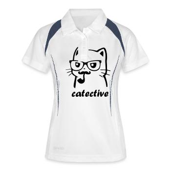 Chat Détectives Catektive - Polo respirant Femme - blanc/marine - Devant