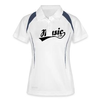 music is life - Polo respirant Femme - blanc/marine - Devant