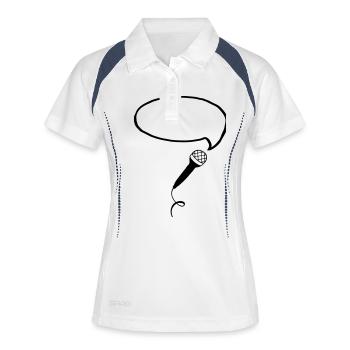 Microphone Bubble (Your Text) - Polo respirant Femme - blanc/marine - Devant