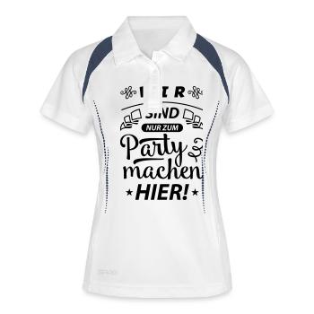 party machen hier - Frauen Polo atmungsaktiv - Weiß/Navy - Vorne