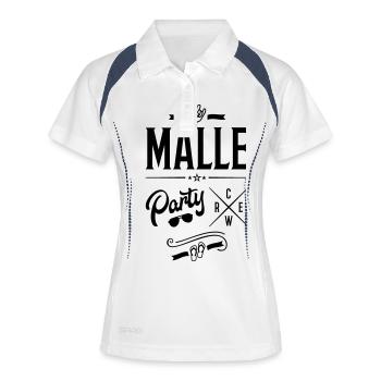 malle party crew design - Frauen Polo atmungsaktiv - Weiß/Navy - Vorne