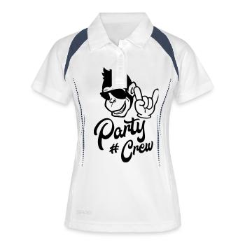 monkey cool party crew - Frauen Polo atmungsaktiv - Weiß/Navy - Vorne