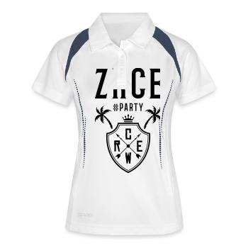 zrce party crew wappen - Frauen Polo atmungsaktiv - Weiß/Navy - Vorne