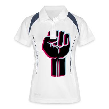 Rebellen Faust 3D - Frauen Polo atmungsaktiv - Weiß/Navy - Vorne