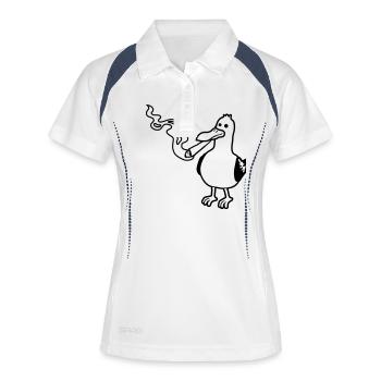 Mouette stoner fumante commune - Polo respirant Femme - blanc/marine - Devant